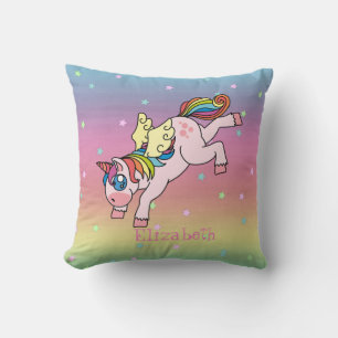 Whimsical Rainbow Unicorn, Ombre Kussen