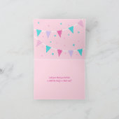 Whimsical Rainbow Unicorn Pink Birthday Bedankkaart (Binnen)