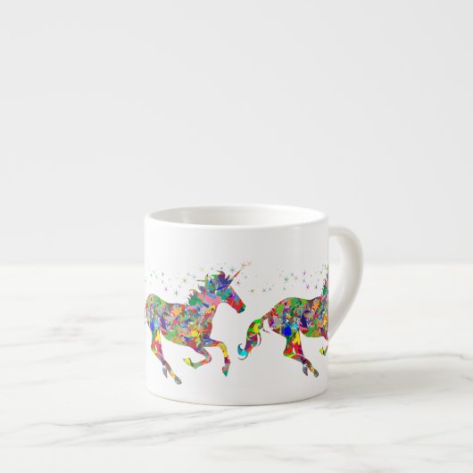 Whimsical Rainbow Unicorns Espresso Mug (Devant droit)
