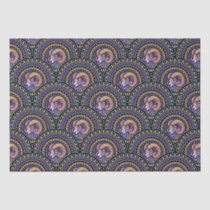 Whimsical Ram Zodiac Mandala Art Deco Scallop Tissuepapier