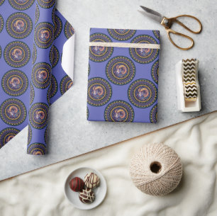 Whimsical Ram Zodiac Sign Polka Dot Mandala Cadeaupapier
