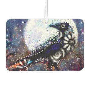 Whimsical Raven Moon Floral Zwart Wit Blauw Luchtverfrisser