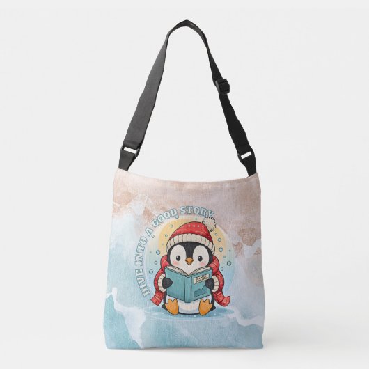 Whimsical Reading Penguin Artistic Cross-Body Bag Crossbody Tas (Voorkant)