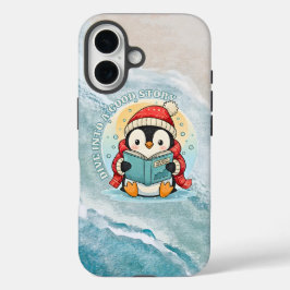 Whimsical Reading Penguin iPhone 16 Stroeve Pantse Hoesje