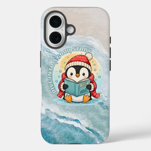 Whimsical Reading Penguin iPhone 16 Tough Armor Case-Mate iPhone Case (Achterkant)