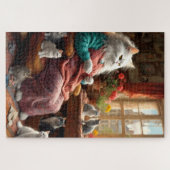 Whimsical Realistic Mama Cat & Kittens Legpuzzel (Horizontaal)