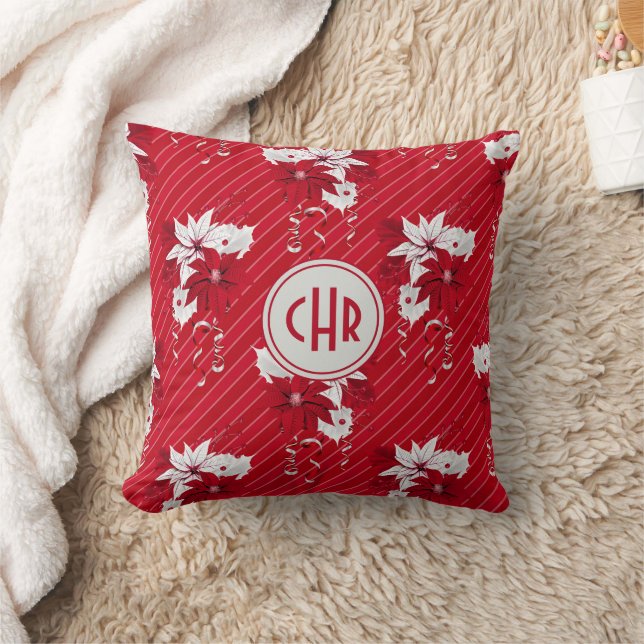 Whimsical Red and White Poinsettia Pattern Kussen (Deken)