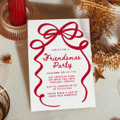 Whimsical Red Bow Friendsmas Christmas Party Kaart