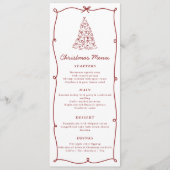Whimsical Red Christmas Tree Dinner Menu (Voorkant)