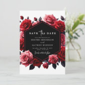 Whimsical Red Crimson Red Wedding Save The Date (Staand voorkant)