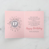 Whimsical Red en Grey Fireworks Happy Birthday Kaart (Binnen)