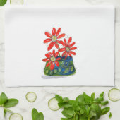 Whimsical Red Flowers Theedoek (Gevouwen)