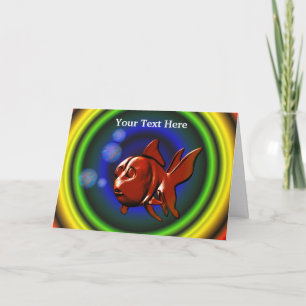 Whimsical Red Goldfish Animal Art Carte photo