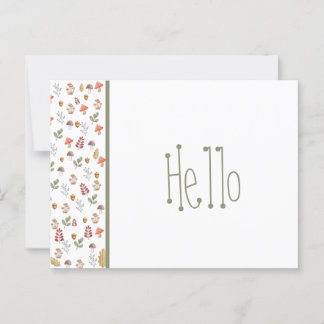 Whimsical Red Green Brown Mushroom en Acorn Briefkaart