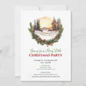 Whimsical Red Green Winter Scene Party Invitation (Devant)