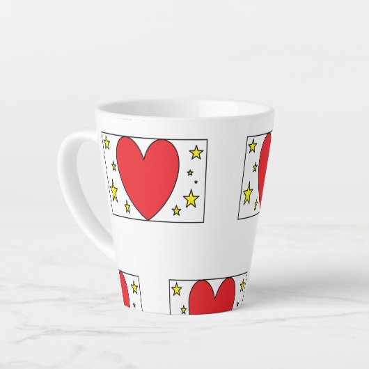 Whimsical Red Heart and Gold Stars Latte Mug Latte Mok (Linkerhoek)