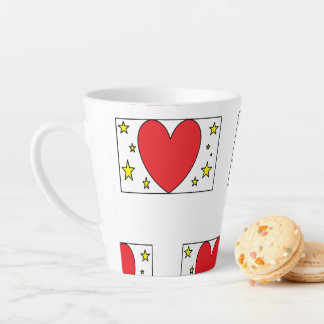 Whimsical Red Heart and Gold Stars Latte Mug Latte Mok