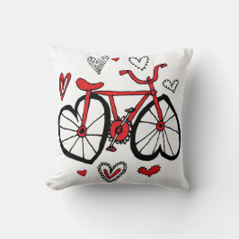 Whimsical Red Heart Valentijn Bicycle Kussen