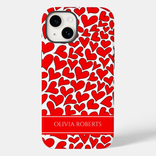 Whimsical Red Hearts Valentijnsdag op maat Case-Mate iPhone Case (Achterkant)