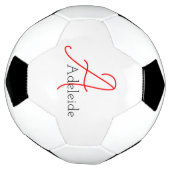 Whimsical Red Monogram gepersonaliseerd Voetbal (Gedraaid)