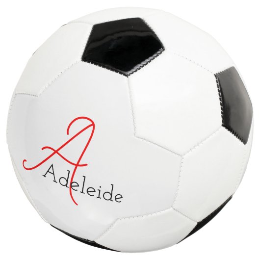 Whimsical Red Monogram gepersonaliseerd Voetbal (Drie kwart)