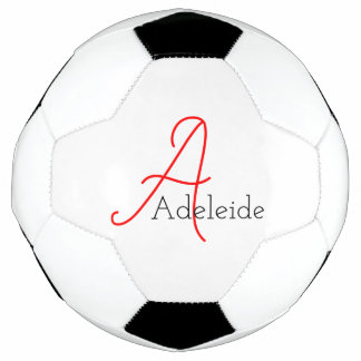 Whimsical Red Monogram gepersonaliseerd Voetbal