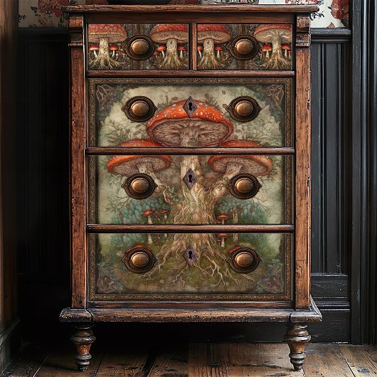 Whimsical Red Mushroom Natuur Folk Art Crafting Tissuepapier