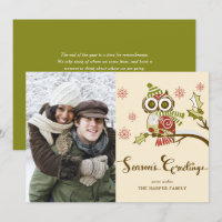Whimsical Red Owl en Snowflakes Vakantiefoto