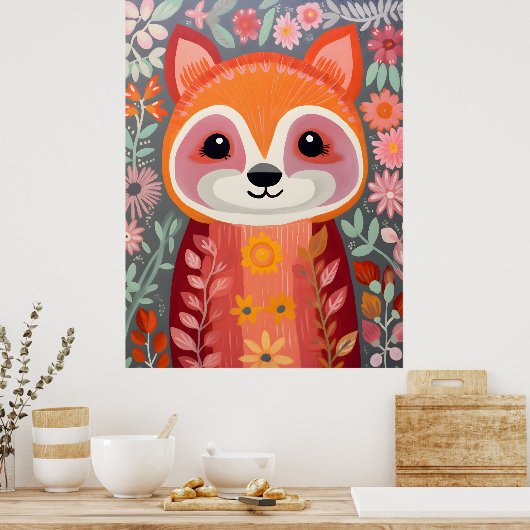 Whimsical Red Panda Art Poster (Keuken)