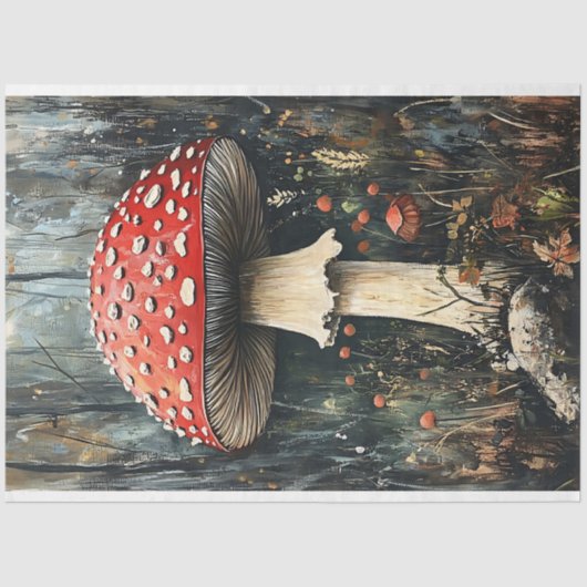 Whimsical Red Pet Mushroom Illustration Tissuepapier (Voorkant)
