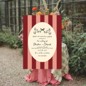 Whimsical Red Pink Striped Scribble Wedding Kaart