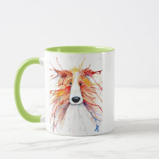 Whimsical red rough collie mug