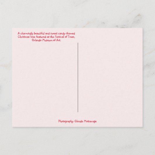 Whimsical Red & White Snoep Threaded kerstboom Briefkaart (Achterkant)