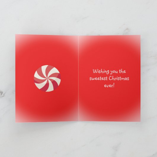 Whimsical Red & White Snoep Threaded kerstboom Feestdagen Kaart (Binnen)