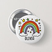 Whimsical regenboog gepersonaliseerde meisjes ronde button 5,7 cm (Voorkant /achterkant)