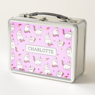Whimsical Regenboogkatten Metalen Lunchbox