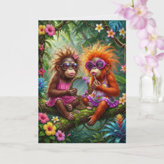 Whimsical Regenwoud Kerstboom Aap Baldakijn Kaart