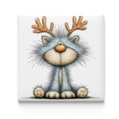 Whimsical Reindeer Cat Christmas Magnet Magneet