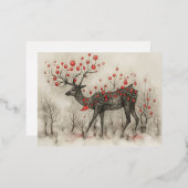 Whimsical Reindeer Christmas Flat Kaart (Voorkant / Achterkant)