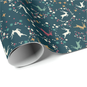 Whimsical Reindeer en Bubbles kerst Cadeaupapier