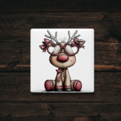 Whimsical Reindeer Hearts Christmas Magnet