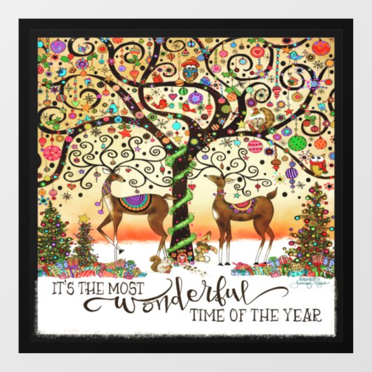Whimsical Reindeer! "Inspiron" Windows Cling Raamsticker (Vel)