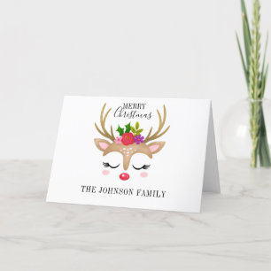 Whimsical Reindeer met Kerstmis gevouwen feestdag Feestdagen Kaart