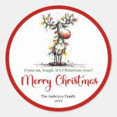 Whimsical reindeer sticker cartoon Christmas charm (Devant)