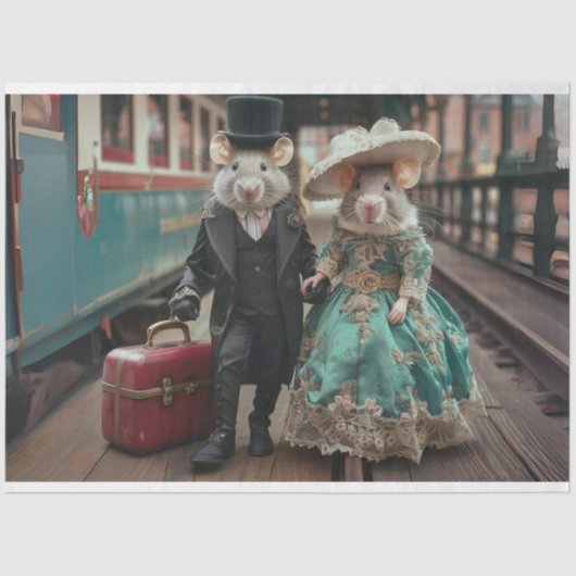 Whimsical Reizende Duo Muizen Decoupage Tissuepapier (Voorkant)