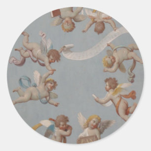 Whimsical Renaissance Cherub Angels Ronde Sticker