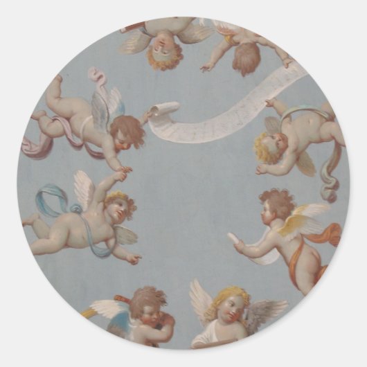 Whimsical Renaissance Cherub Angels Ronde Sticker (Voorkant)