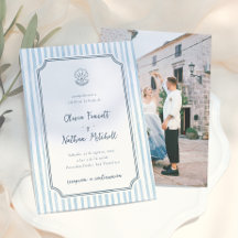 Whimsical Retro Blauwe Strepen Spaanse Bruiloft