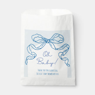 Whimsical Retro Blue Hand getrokken boog Baby show Bedankzakje