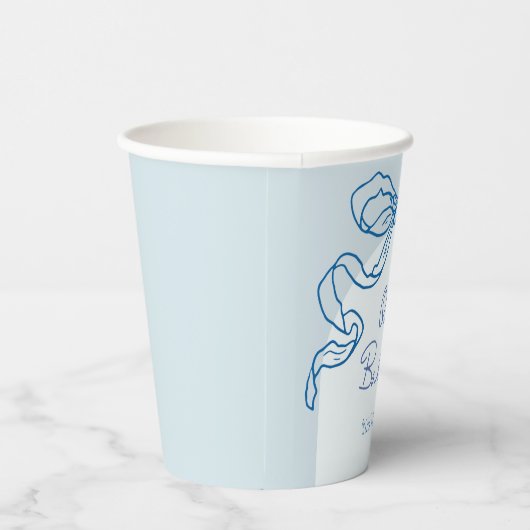 Whimsical Retro Blue Hand getrokken boog Baby show Papieren Bekers (Rechts)